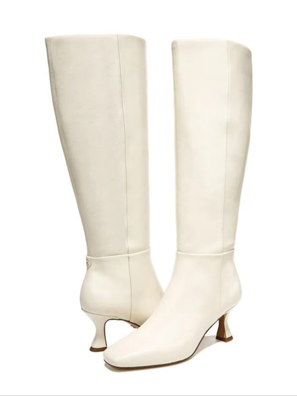 NWOT Sam Edelman Leigh 3 Ivory Leather Pointed Toe High Boots Sz 9,5